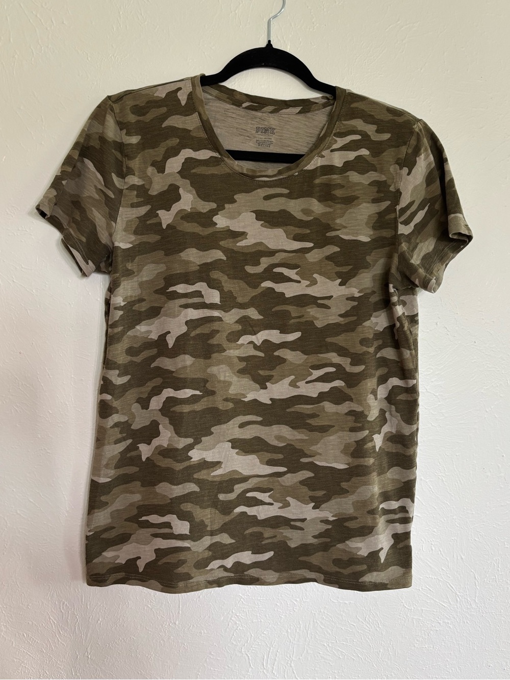 PINK Victoria's Secret Olive Camo Short Sleeve Tee